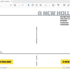 New Holland LB90B LB115B Engines F4GE0454C F4GE0484G 60413612 Repair Manual 1