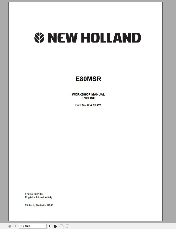 New Holland Midi Excavator E80MSR Service Manual60413421 1