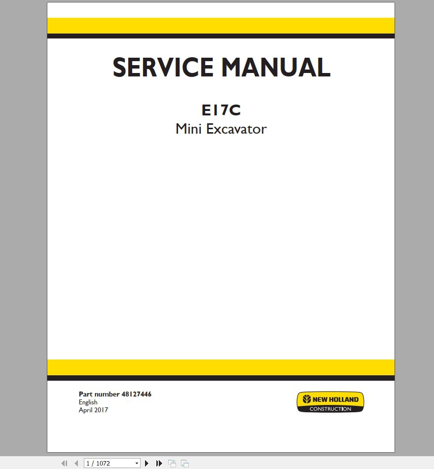 New Holland Mini Excavator E17C Service Manual48127446 1