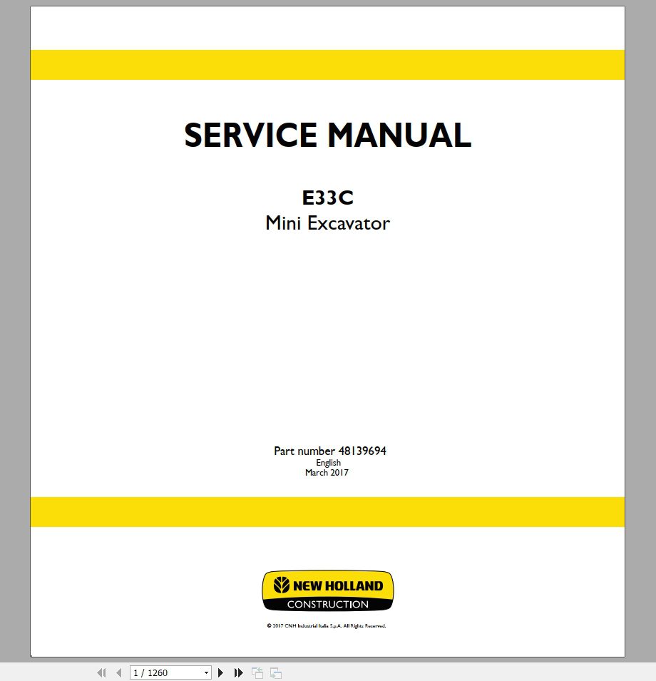New Holland Mini Excavator E33C Service Manual48139694 1