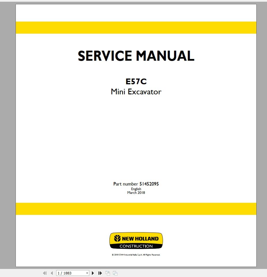 New Holland Mini Excavator E57C Service Manual551452095 1