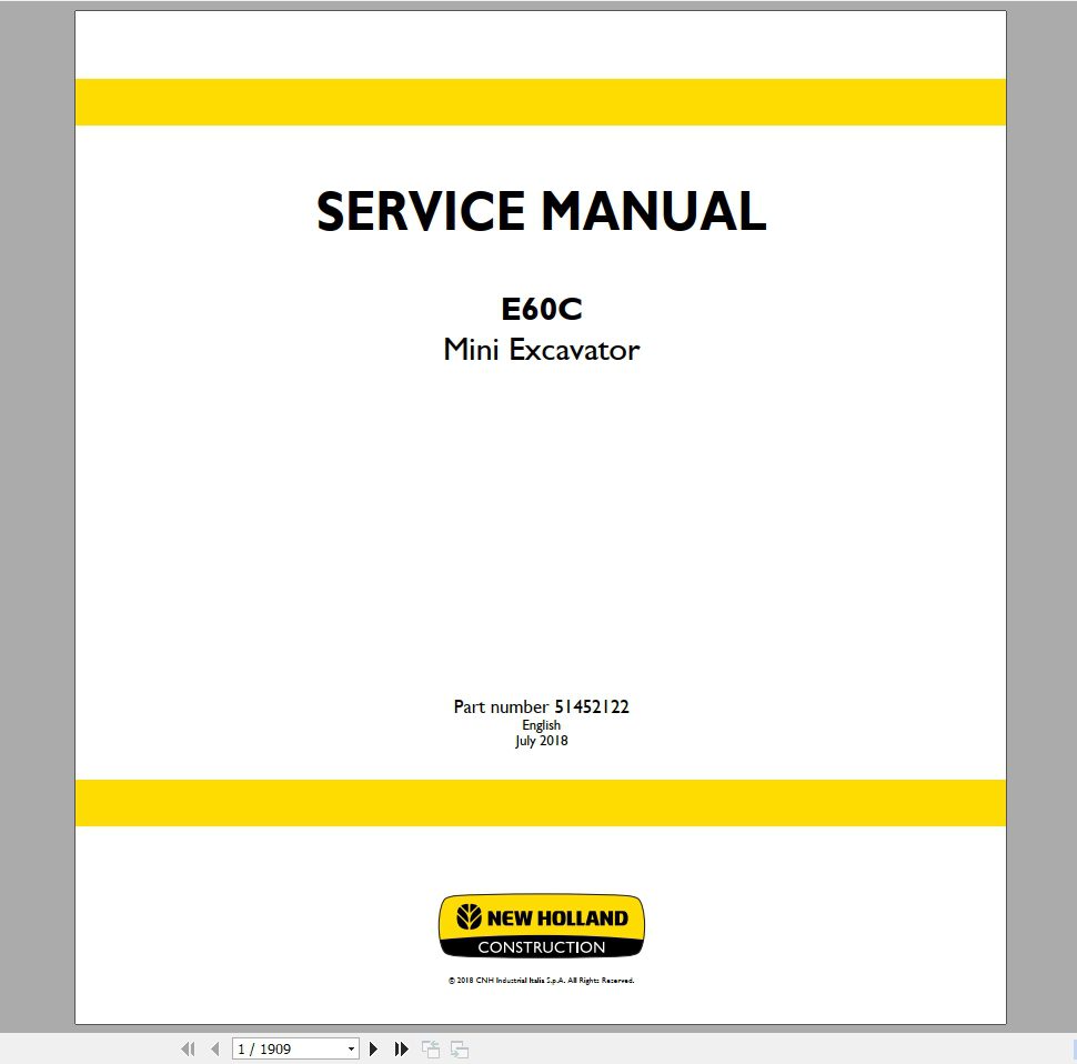 New Holland Mini Excavator E60C Service Manual51452122 1