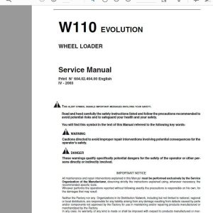 New Holland W110 Evolution Wheel Loader Service Manual 1