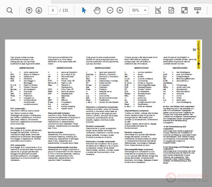 New Holland W130B Rate Time Manual 1