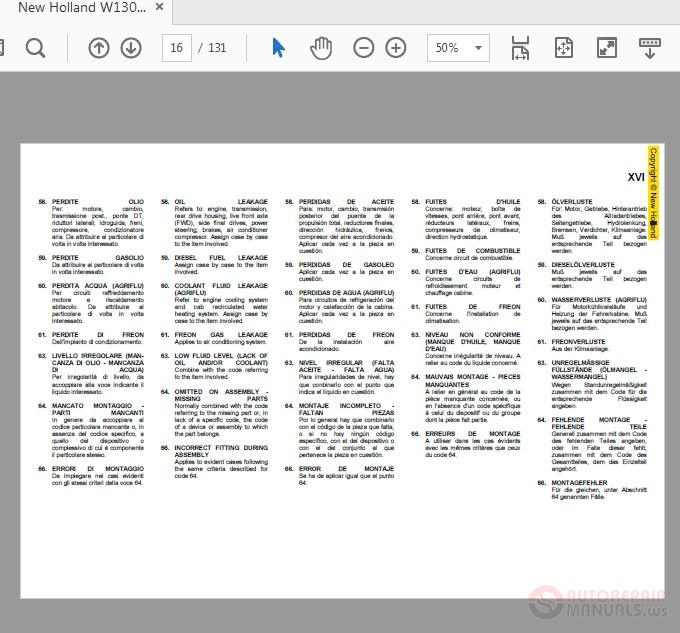 New Holland W130B Rate Time Manual 4