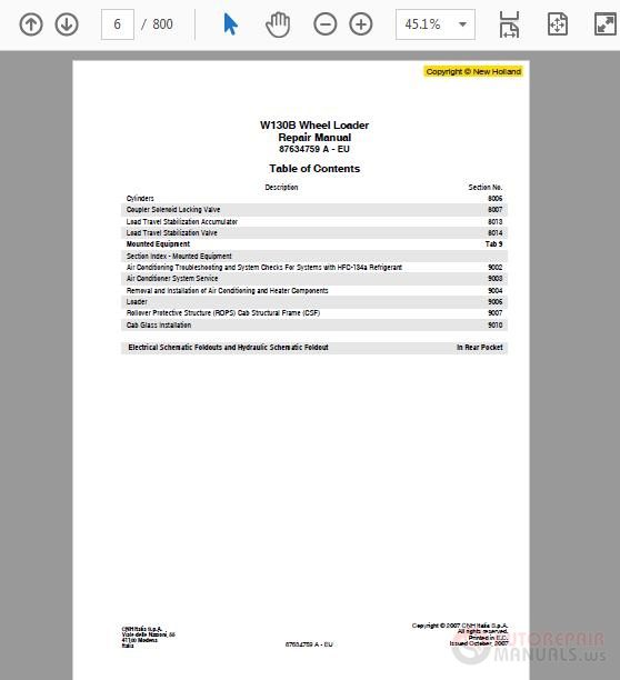 New Holland W130B Workshop Manual 2