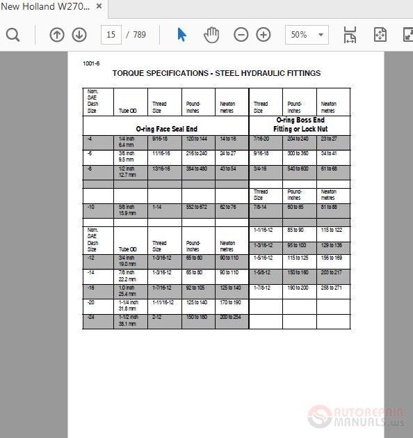 New Holland W270B Workshop Manual 1