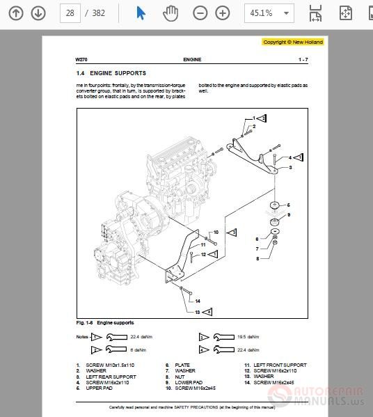 New Holland W270 Workshop Manual 1