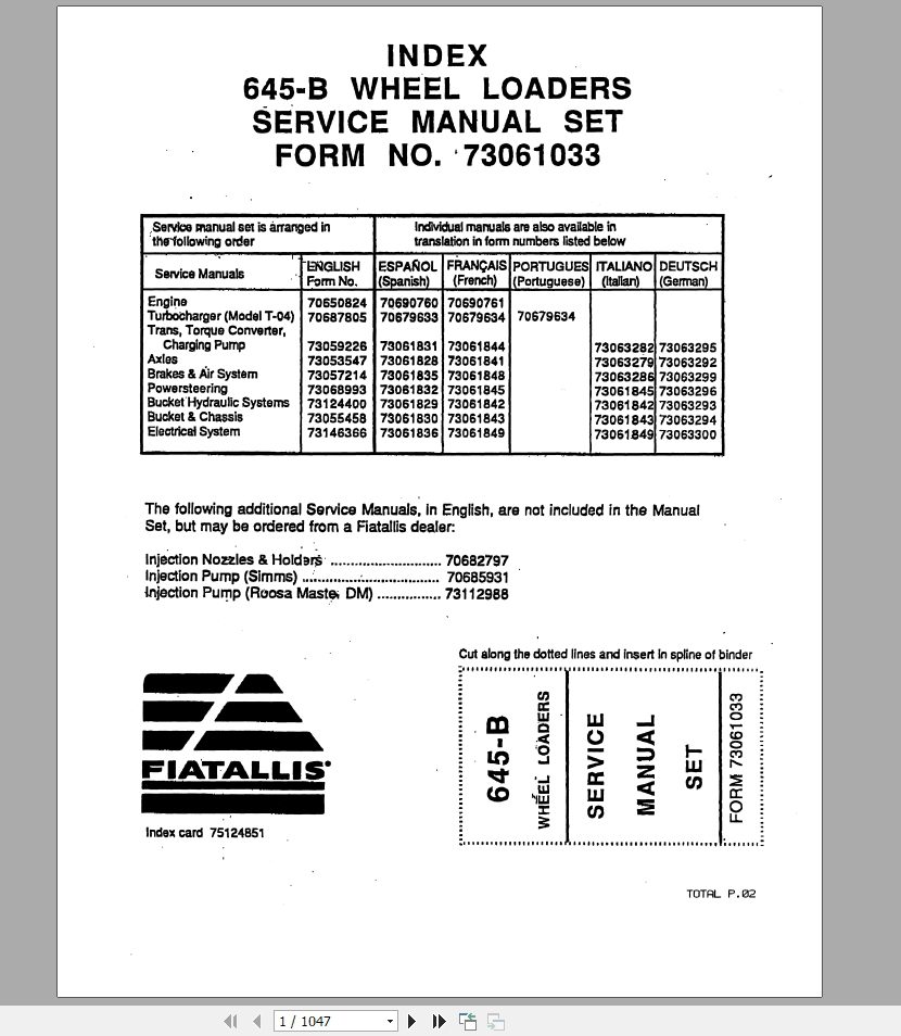 New Holland Wheel Loader 645B Service Manual73061033 1
