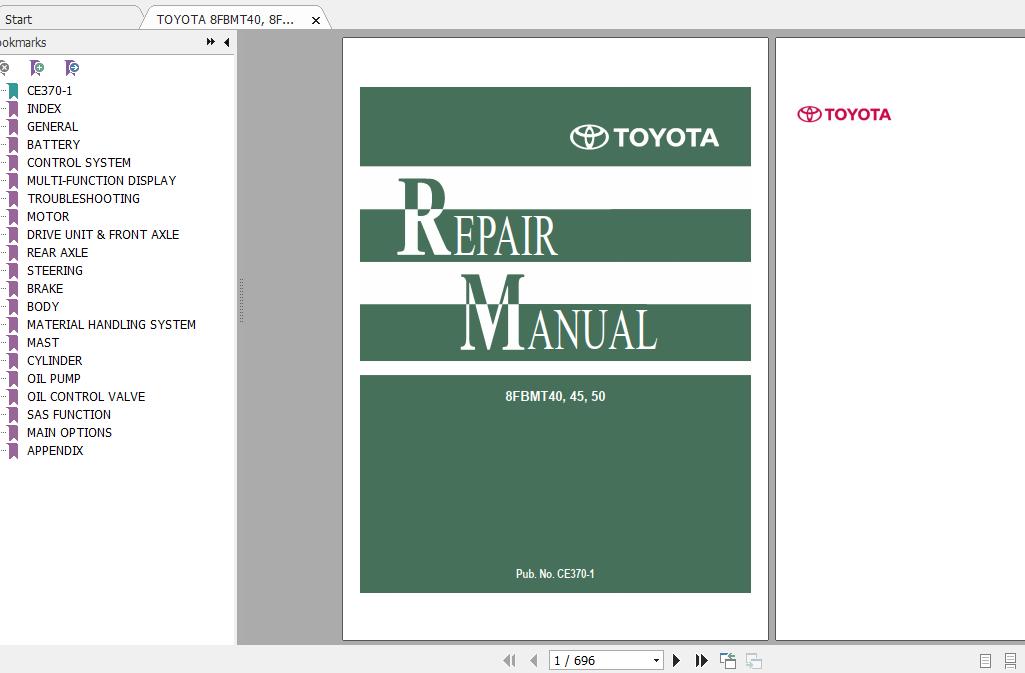 TOYOTA 8FBMT40 8FBMT45 8FBMT50 PubCE370 1 Repair Manual 1
