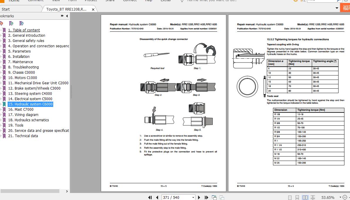 ToyotaBT RRE120BRRE140BRRE160B 7570162 040 Repair Manual 3