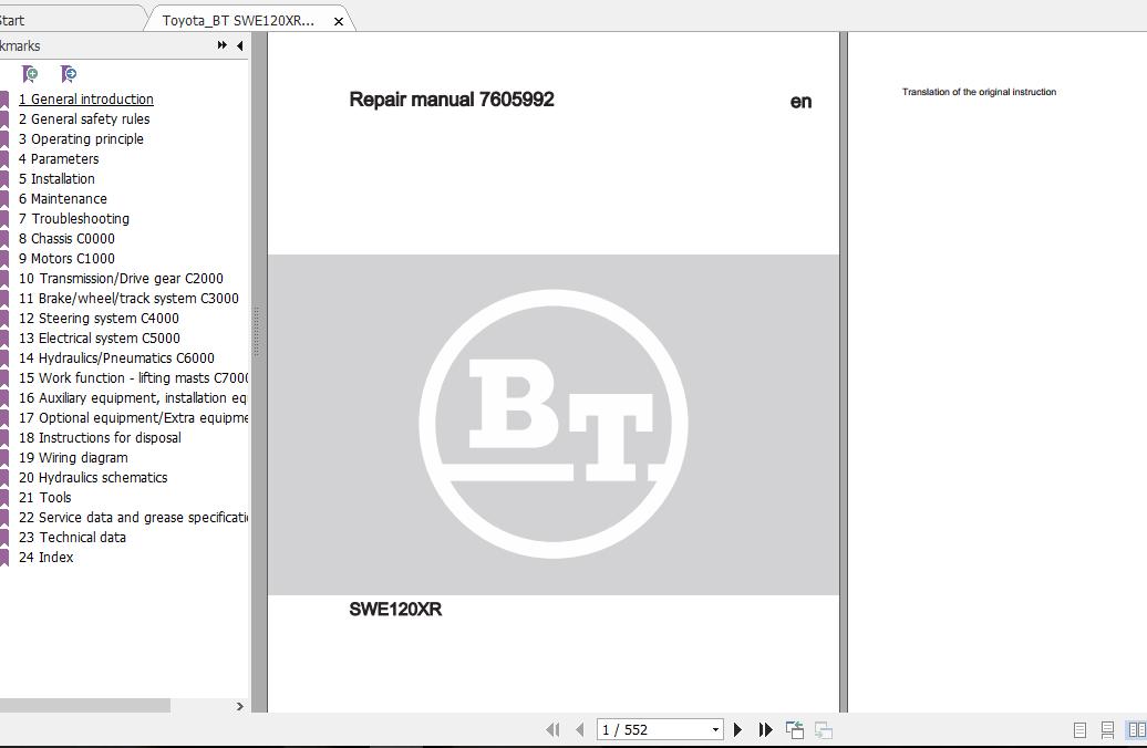 ToyotaBT SWE120XR 7605992 040 Repair Manual 1