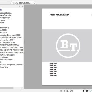 ToyotaBT SWE140S 145 145L 160 160L 200 200L 7590354 040 Repair Manual2015 1