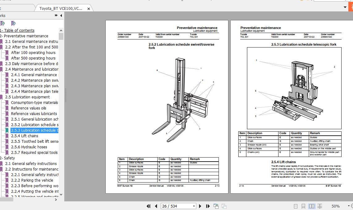 ToyotaBT VCE100VCE150 745300 Service Manual 2007 2
