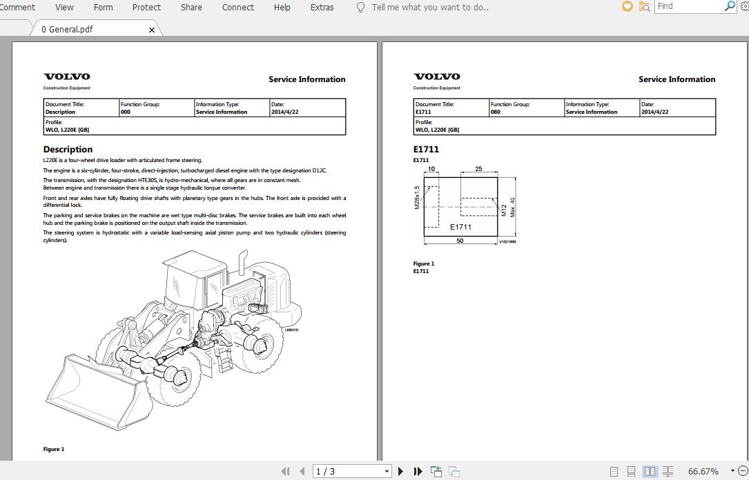 Volvo L220E Wheel Loader Service Manual Parts Manual 3