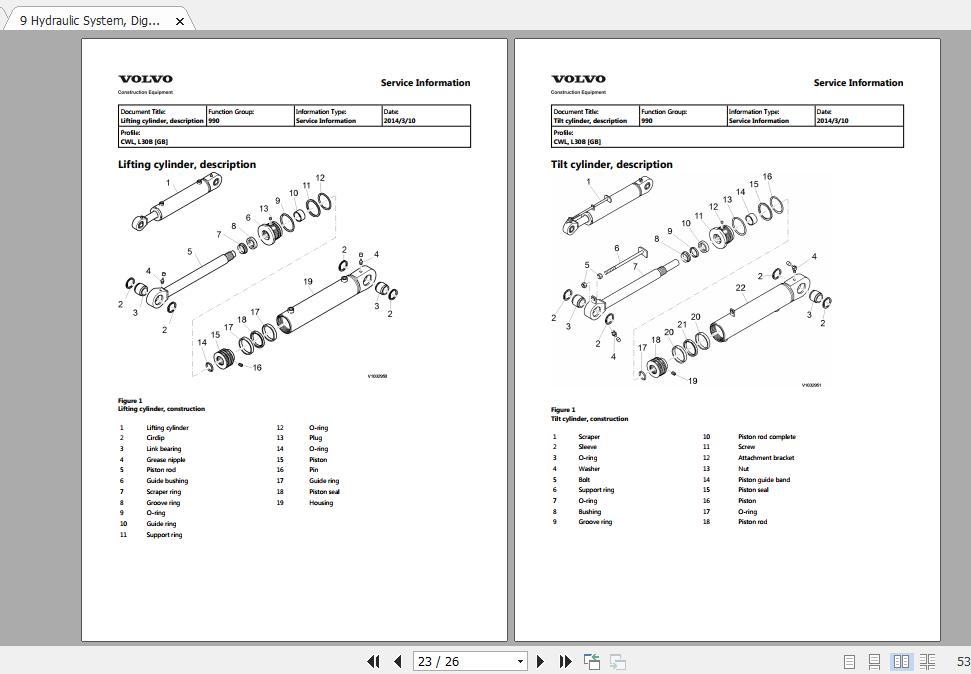 Volvo L30B Wheel Loader Service Manual & Parts Manual