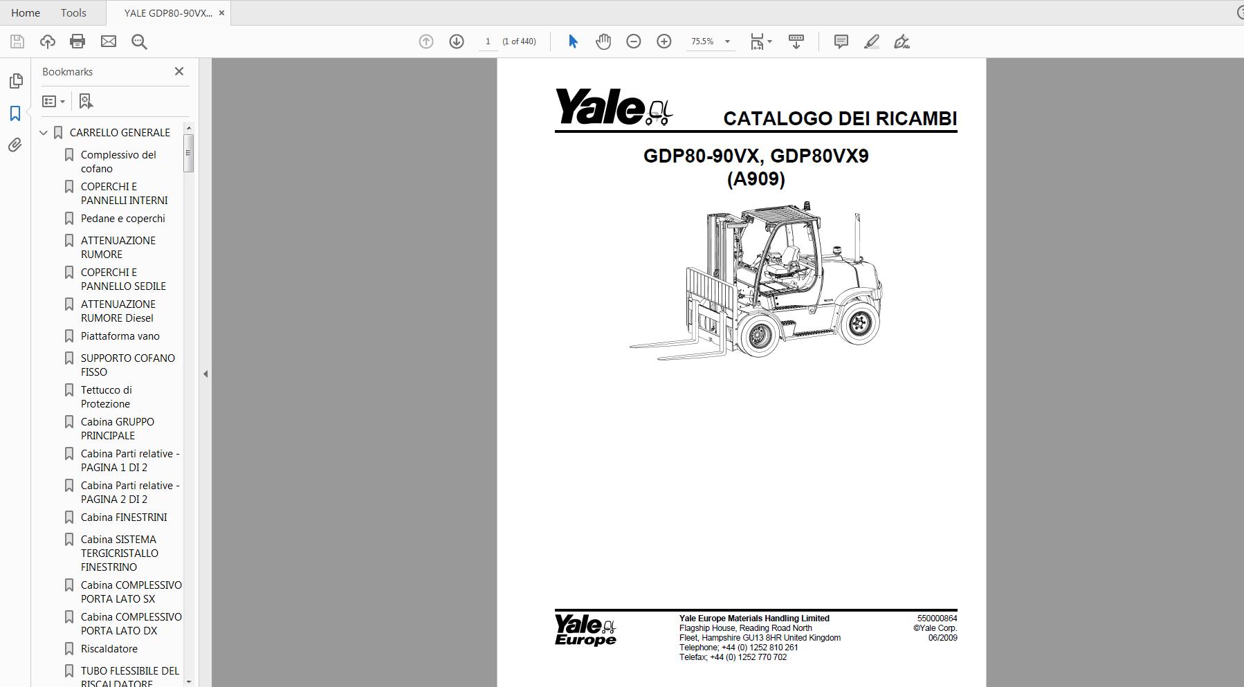 YALE GDP80 90VX 550000864 A909E Y PM UK IT 06 2009 1