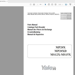 Yale Forklift Mp20Xmp20Xdms12Xms15X 524216287 Parts Manual07 2005 1