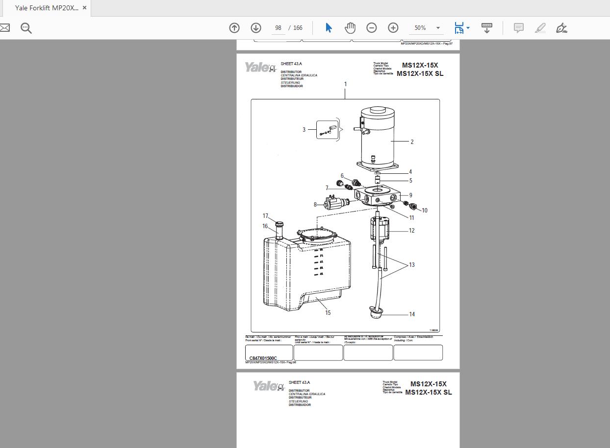 Yale Forklift MP20XMP20XDMS12XMS15X 524216287 Parts Manual07 2005 3