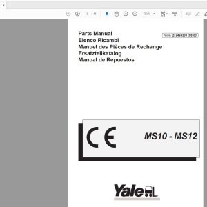 Yale Forlift MS10MS12 27249420008 00 Parts Manual 1