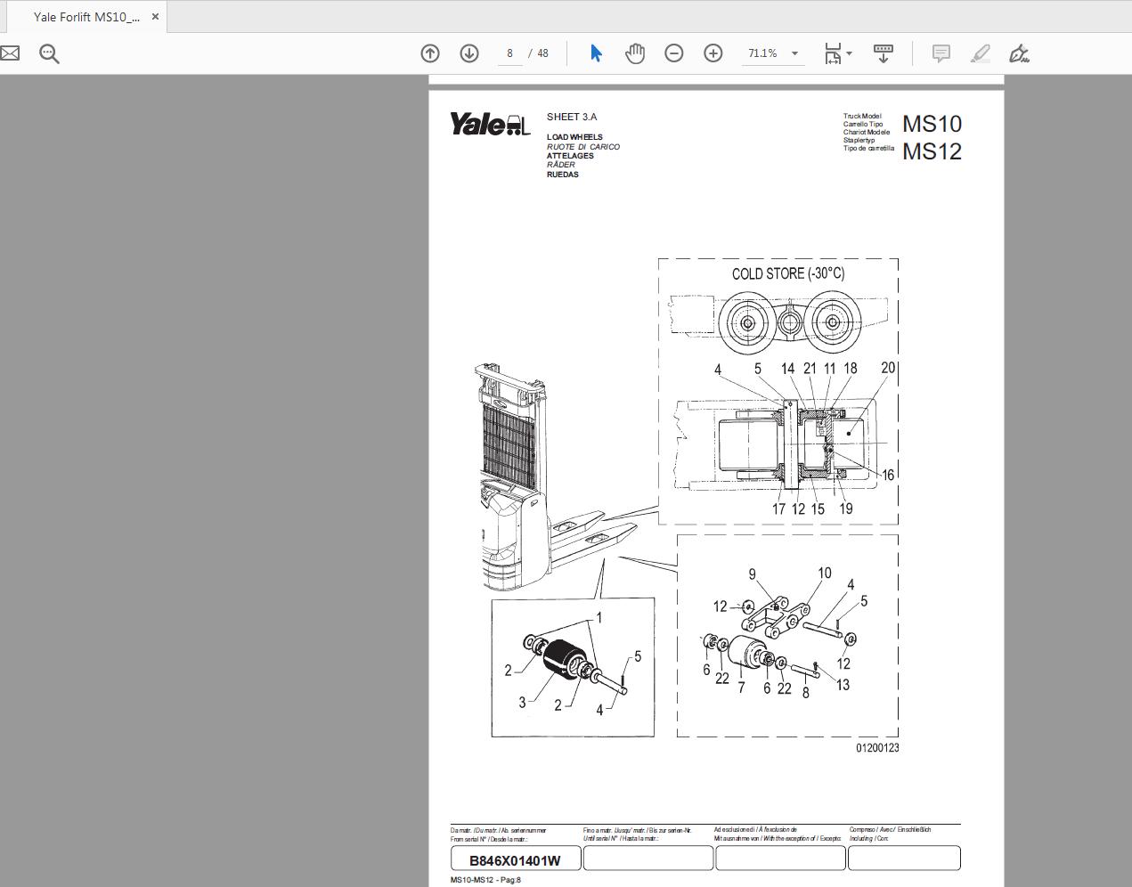 Yale Forlift MS10MS12 27249420008 00 Parts Manual 2
