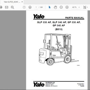 Yale GLP3040AF GP3040 AF B810 524144911 Parts Manual02 2002 1