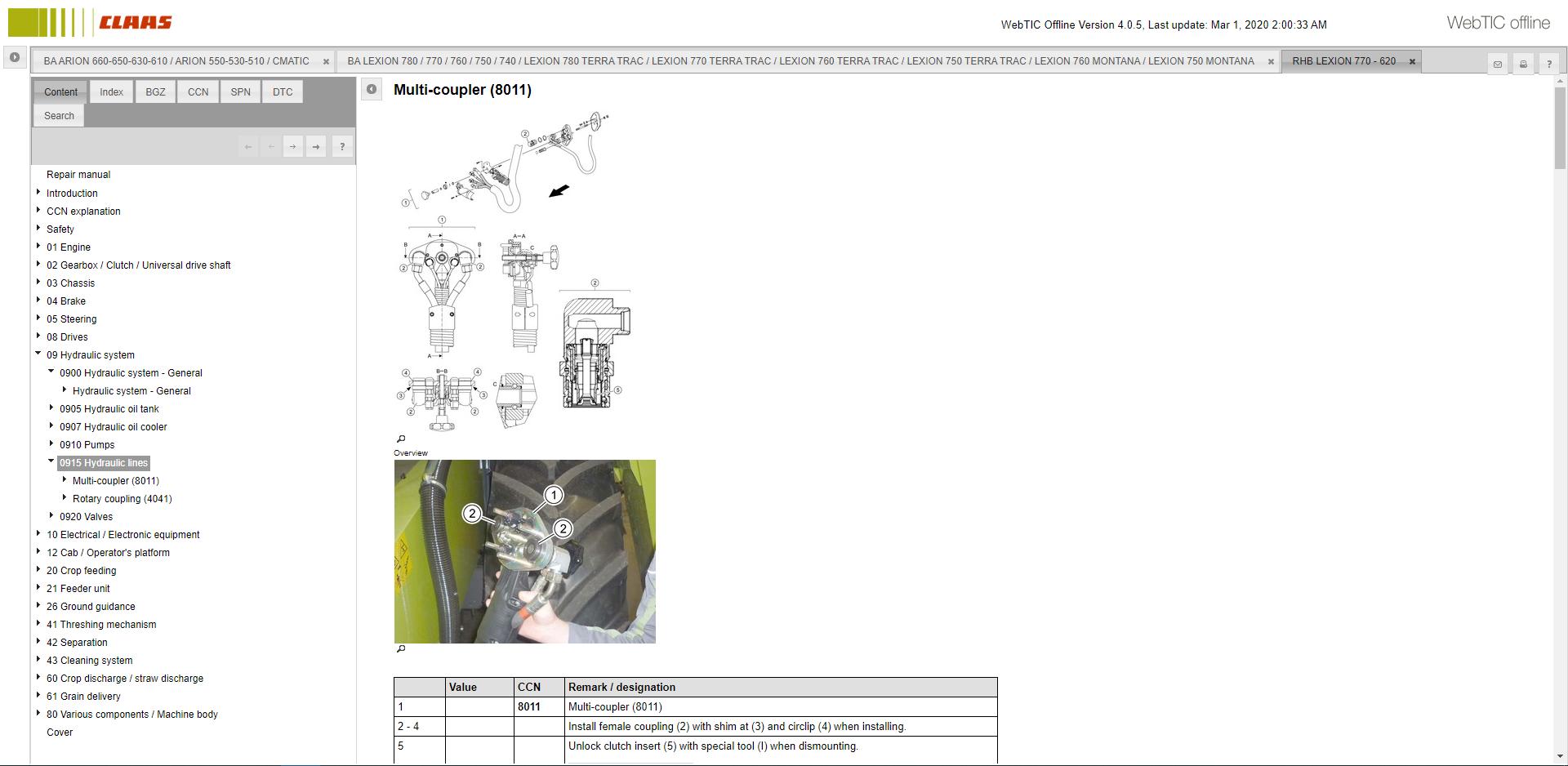 CLAAS WebTIC Offline 032020 Repair and Service Documentation10