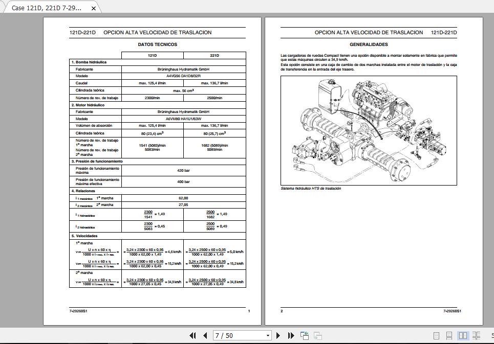 Case 121D 221D 7 29260S1SP High Travel Speed OptionTechnical 2