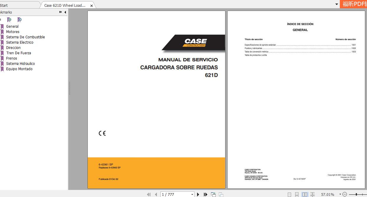 Case 621D Wheel Loader 6 42961SP Service Manual 1