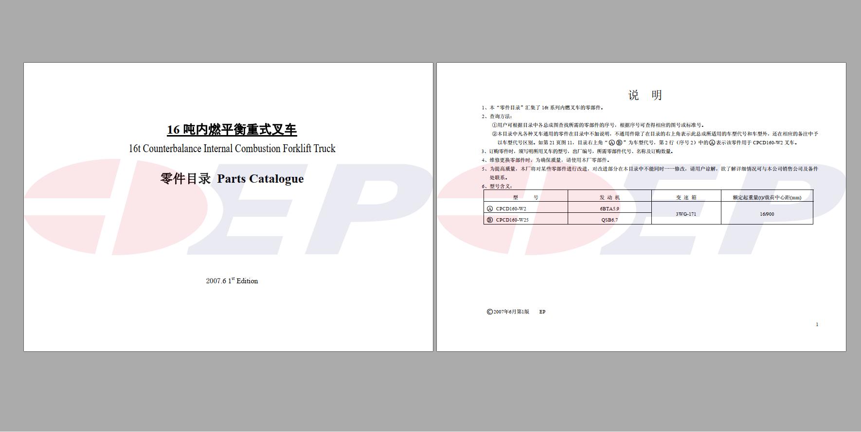 EP Forklift Part Service Manuals CD2