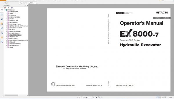 Hitachi Hydraulic Excavator EX8000 7 Operator Manual Part Catalog Workshop Manuals Technical Manuals Circuit Diagram 2