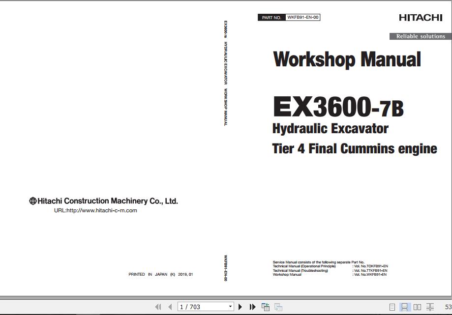 Hitachi Hydraulic Excavator EX3600 7B Full ManualsEN 2