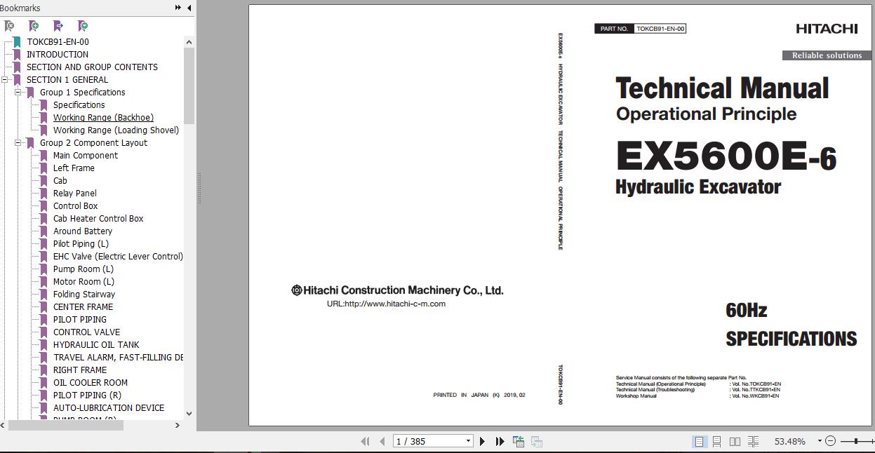 Hitachi Hydraulic Excavator EX5600 7 Full ManualsEN 1