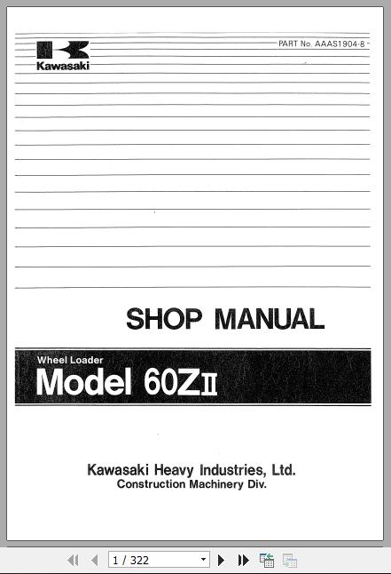 Kawasaki Wheel Loader 60ZII Shop ManualsEN 1