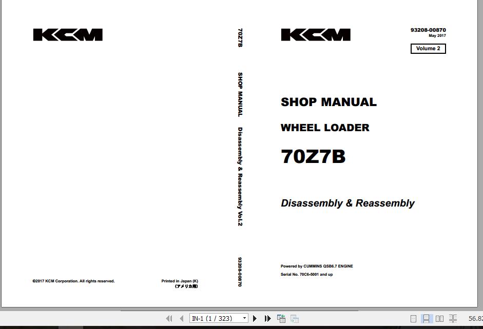 Kawasaki Wheel Loader 70Z7 Full ManualsEN 1