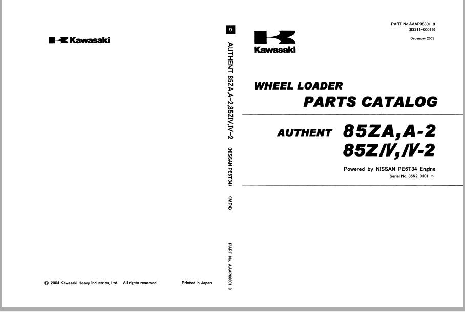 Kawasaki Wheel Loader 85ZIV Full ManualsEN 2