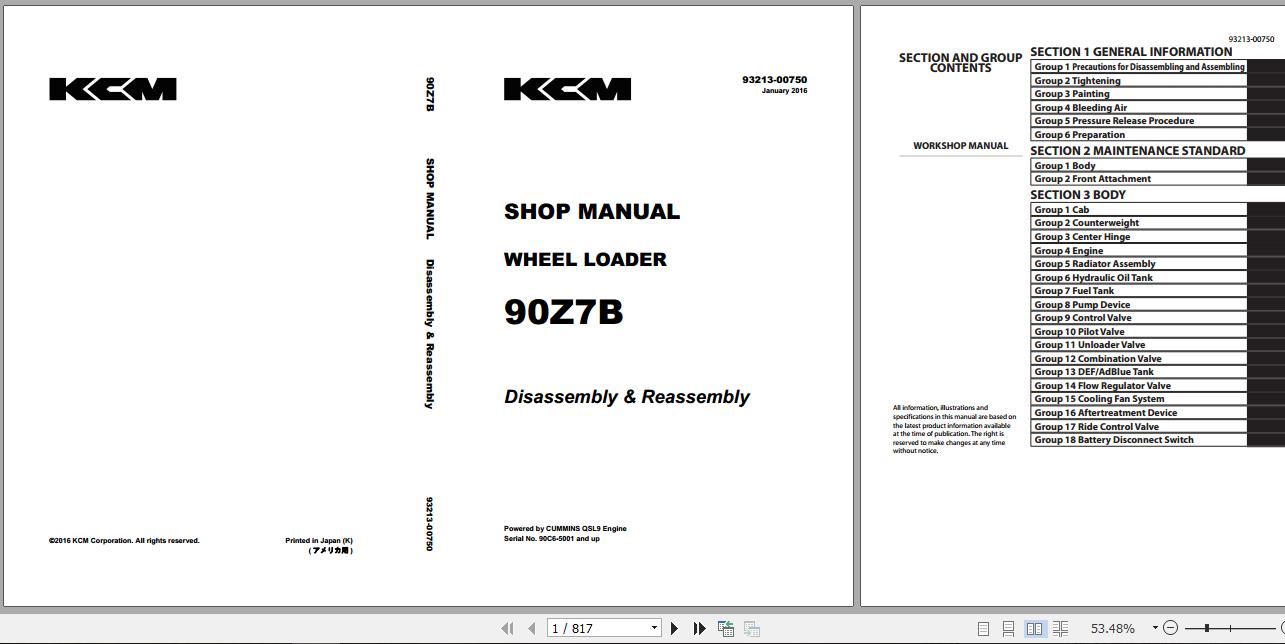 Kawasaki Wheel Loader 90Z7 92Z7 Full ManualsEN 2