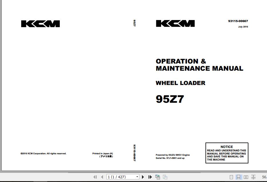 Kawasaki Wheel Loader 95Z7 Full ManualsEN 2NvVQq