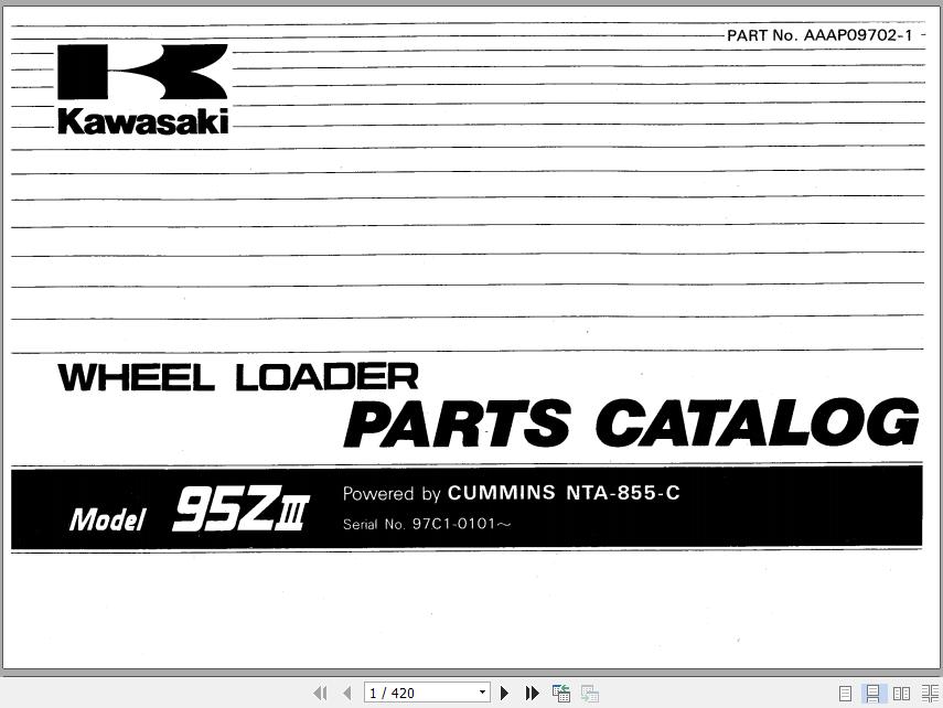 Kawasaki Wheel Loader 95ZIII Full ManualsEN 2