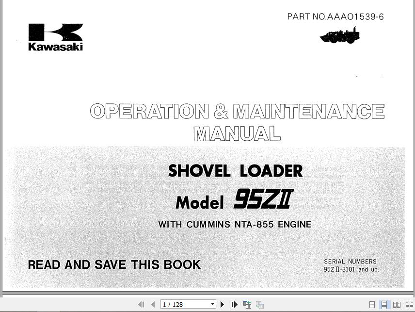 Kawasaki Wheel Loader 95ZII Cummin NTA855 C Full ManualsEN 2