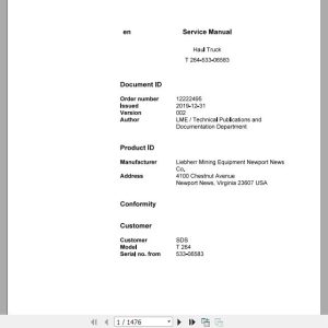 Liebherr Mining Haul Truck T20264 533 06583 Service ManualsEN 1