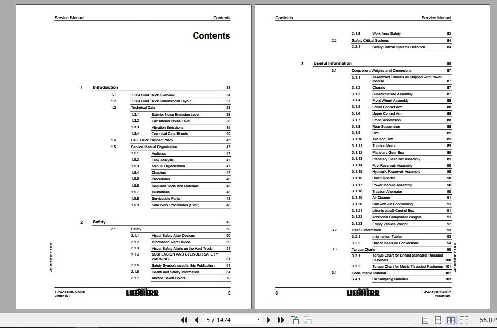 Liebherr Mining Haul Truck T264 53300022 00026 Service ManualsEN001 2 1