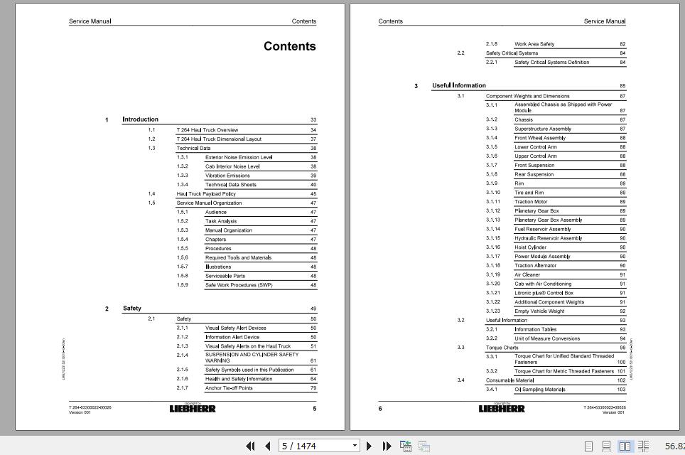 Liebherr Mining Haul Truck T264 53300022 00026 Service ManualsEN 2