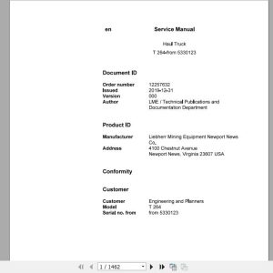 Liebherr Mining Haul Truck T264 5330123 Service ManualsEN 1