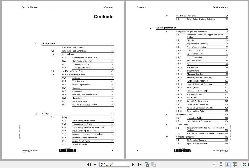 Liebherr Mining Haul Truck T264 5330128 5330133 Service ManualsEN 22TGut