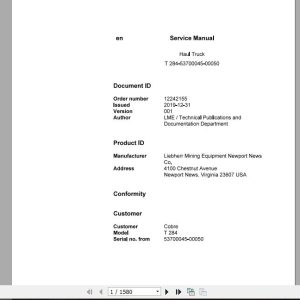 Liebherr Mining Haul Truck T264 53700045 00050 Service ManualsEN 1