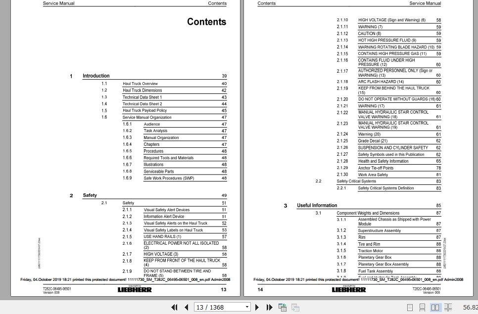 Liebherr Mining Haul Truck T282C 06495 06501 Service ManualsEN 2Ro7Ug