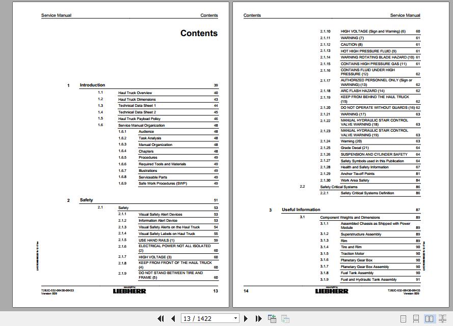 Liebherr Mining Haul Truck T282C 532 06430 06433 Service ManualsEN 2