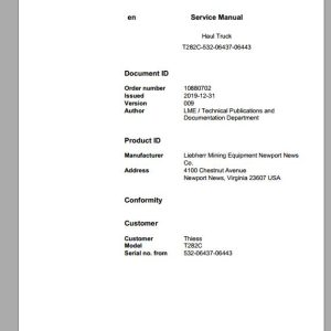 Liebherr Mining Haul Truck T282C 532 06437 06443 Service ManualsEN 1