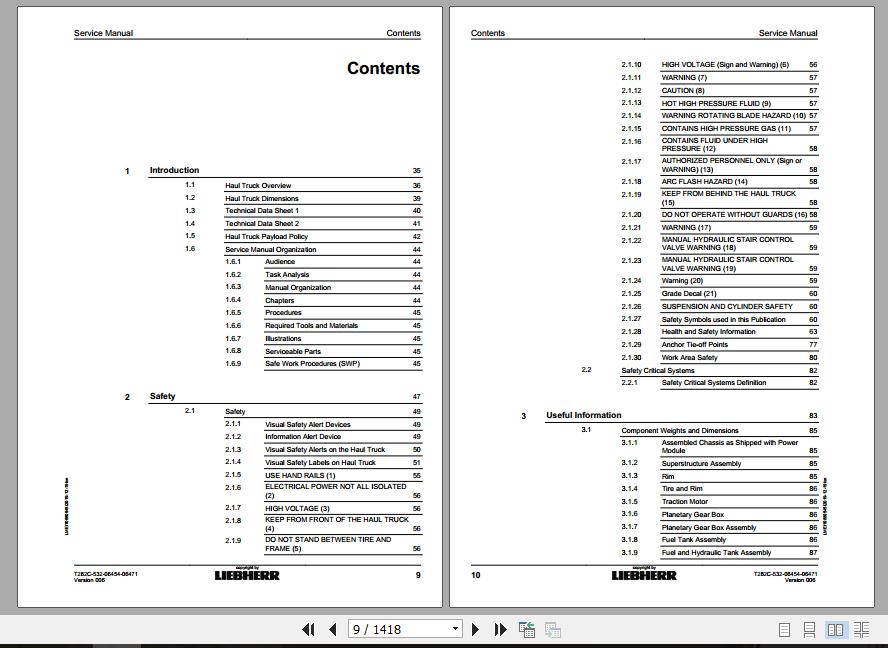 Liebherr Mining Haul Truck T282C 532 06454 06471 Service ManualsEN 2